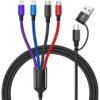 4 in 1 Multi Charging Cable [2Pack 5FT]. Nylon Braided 4 in 1 Charging Cable. USB Cables Phone Charger with IP/Type C/Type C/Micro Port. Compatible with Most Cell Phones/Tablets and More