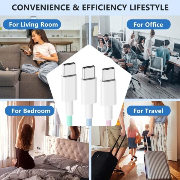 0573718916464d17be7372ab78551fd0 3 Pack 10 FT USB C to USB C Cable for iPhone 16 15 Pro/Pro Max/Plus.Long C to C Cable Fast Charging Cord Braided for iPhone 16 15 Samsung Galaxy S25 S24 S23 S22 Ultra.Google Pixel 9.IPad Pro 60W