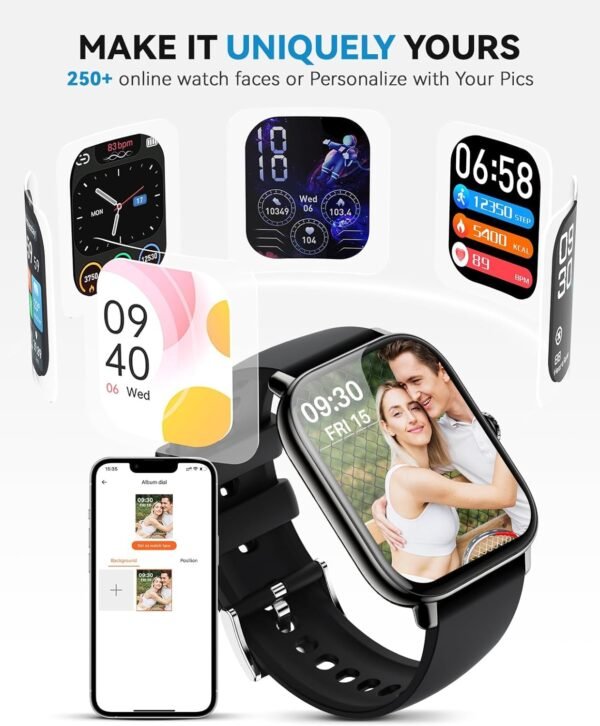 Smart Watch for Women Men- Answer/Make Call. 2025 IP68 Waterproof Fitness Step Sleep Tracker Watch with Monitor Activity Counter Smartwatch for Andriod iPhone iOS Samsung Compatible