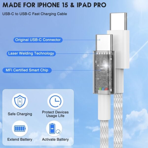 0b990714e97f4d80a048e8af88cd9ec1 3 Pack 10 FT USB C to USB C Cable for iPhone 16 15 Pro/Pro Max/Plus.Long C to C Cable Fast Charging Cord Braided for iPhone 16 15 Samsung Galaxy S25 S24 S23 S22 Ultra.Google Pixel 9.IPad Pro 60W