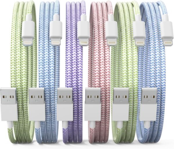 [Apple MFi Certified] 6Pack 3/3/6/6/6/10 FT iPhone Charger Nylon Braided Fast Charging Lightning Cable Compatible iPhone 14 Pro/13 mini/13/12/11 Pro MAX/XR/XS/8/7/Plus/6S/SE/iPad