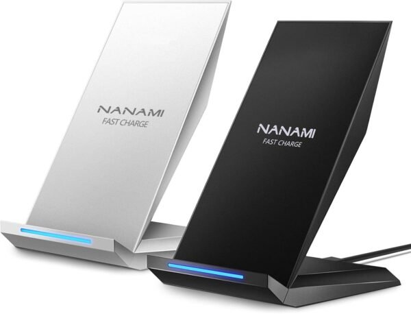 Fast Wireless Charger. [2 Pack] NANAMI Qi Certified Wireless Charging Stand Compatible iPhone 16/16 Pro/16 Pro Max/15/14/13/12/11 Pro. Phone Charger for Galaxy S25/S24/S23/S22/S21 and Qi-Enabled Phone