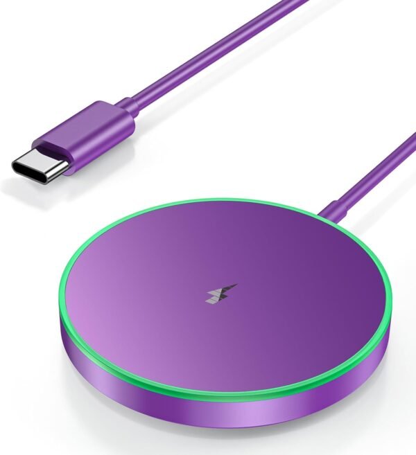 Magnetic Wireless Charger 15W Mag Safe Charger-Fast Charging Pad Compatible with iPhone16/15/14/13/12 Series & Airpods 2 3 Pro-LED Mag-Safe Pad with Dual Charging Ports Original Replacement(White)