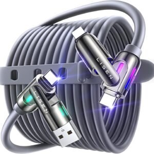 22076d1356d440479bd205135d50e816 LISEN USB C to Lightning Cable. 240W 4 in 1 Charging Cable 6.6FT. Chubby USB A/C to C/Lightning with Light for iPhone 16e 16 15 14 Pro/MacBook/iPad/Samsung S25/Switch. Multi Chargers for All Devices