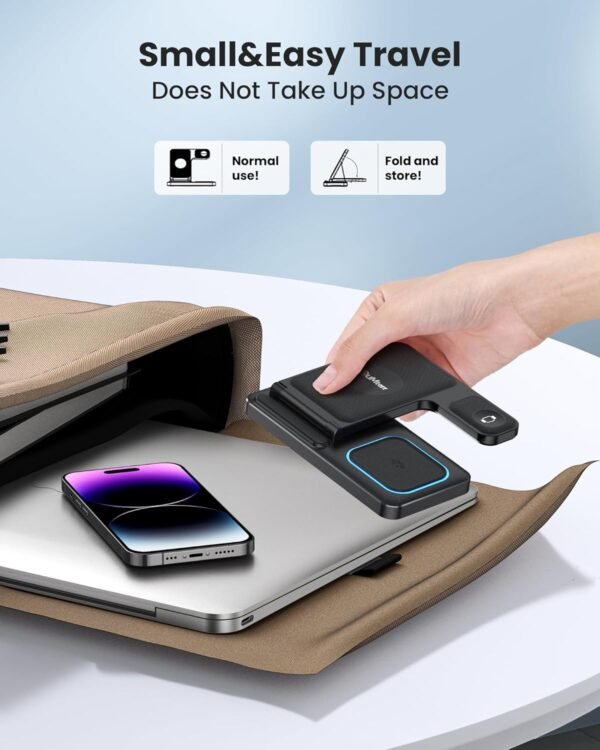 DUMTERR 3 in 1 Wireless Charger for iPhone 16/15/14/13/12.Wireless Charging Station for Apple Devices. Charging Stand for Apple Watch Series 10. for AirPods 4 (Black)