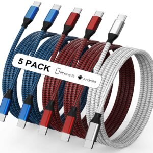 USB C to USB C Cable Nylon Braided 60W 3/3/6/6/10 FT USB Type C Fast Charging Cable for iPhone 16/16 Plus/16 Pro Max/15/15 Plus/15 Pro Max. MacBook Pro. iPad Pro Air. Samsung S24/S24 Ultra/S23