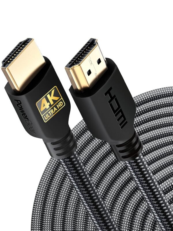 PowerBear 4K HDMI Cable 10 ft | High Speed Hdmi Cables. Braided Nylon & Gold Connectors. 4K @ 60Hz. Ultra HD. 2K. 1080P. ARC & CL3 Rated | for Laptop. Monitor. PS5. PS4. Xbox One. Fire TV. & More