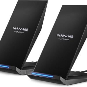 Fast Wireless Charger. [2 Pack] NANAMI Qi Certified Wireless Charging Stand Compatible iPhone 16/16 Pro/16 Pro Max/15/14/13/12/11 Pro. Phone Charger for Galaxy S25/S24/S23/S22/S21 and Qi-Enabled Phone