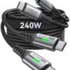 INIU USB C to USB C Cable. 240W Fast Charging [6.6ft. 2-Pack] Type C Charger Cord. Braided USBC Phone Charger Cable for iPhone 16 15 Pro Samsung S24 S23 Laptops MacBook iPad Switch Steam Deck etc.