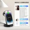 3 in 1 Charging Station for iPhone. Wireless Charger for iPhone 16e 16 15 14 13 12 11 X Pro Max & Apple Watch - Wireless Charging Station for AirPods 4 3 Pro