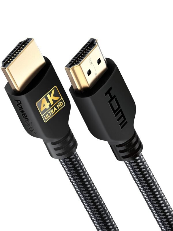 PowerBear 4K HDMI Cable 10 ft | High Speed Hdmi Cables. Braided Nylon & Gold Connectors. 4K @ 60Hz. Ultra HD. 2K. 1080P. ARC & CL3 Rated | for Laptop. Monitor. PS5. PS4. Xbox One. Fire TV. & More