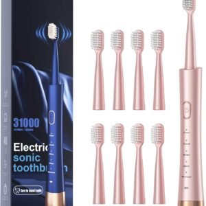 4c53b671c5a742c38dc4848fbfec998e Sonic Electric Toothbrush for Adults. USB Rechargeable Sonic Toothbrush with 8 Brush Heads. Smart Timer. 5 Modes. 2-Hour Fast Charge Last 30 Days. Pink