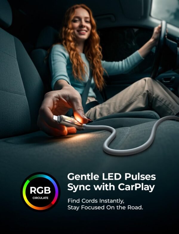 LISEN USB C to Lightning Cable. 240W 4 in 1 Charging Cable 6.6FT. Chubby USB A/C to C/Lightning with Light for iPhone 16e 16 15 14 Pro/MacBook/iPad/Samsung S25/Switch. Multi Chargers for All Devices