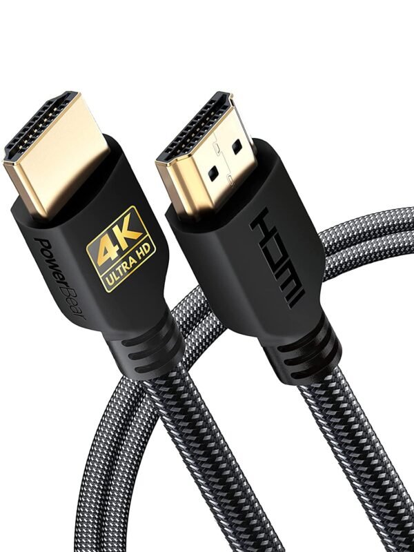 PowerBear 4K HDMI Cable 10 ft | High Speed Hdmi Cables. Braided Nylon & Gold Connectors. 4K @ 60Hz. Ultra HD. 2K. 1080P. ARC & CL3 Rated | for Laptop. Monitor. PS5. PS4. Xbox One. Fire TV. & More