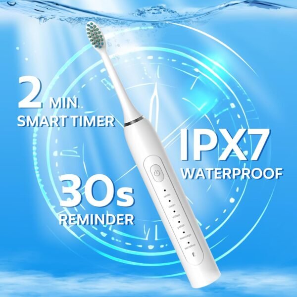 5069d29b11e04b0d81e34f4f9d90f688 Waterproof Sonic Electric Toothbrush for Adults - 6 Modes with Pressure Sensor. Smart Timer锛�Rechargeable Toothbrushes with 4 Brush Heads.Whitening & Sensitive Teeth Care 锛�30 Days Long Battery Life