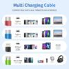 4 in 1 Multi Charging Cable [2Pack 5FT]. Nylon Braided 4 in 1 Charging Cable. USB Cables Phone Charger with IP/Type C/Type C/Micro Port. Compatible with Most Cell Phones/Tablets and More