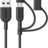 Anker Powerline II 3-in-1 Cable. Lightning/Type C/Micro USB Cable for iPhone. iPad. Huawei. HTC. LG. Samsung Galaxy. Sony Xperia. Android Smartphones. and More(3ft. White)