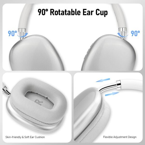 Wireless Bluetooth Over Ear Headphones Up to 28H Battery Life Headset with Microphone Gym Overhead Headphones Compatible with iOS & Android Mobile Phones. Computers. Laptop (Sliver)