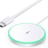 Magnetic Wireless Charger 15W Mag Safe Charger-Fast Charging Pad Compatible with iPhone16/15/14/13/12 Series & Airpods 2 3 Pro-LED Mag-Safe Pad with Dual Charging Ports Original Replacement(White)