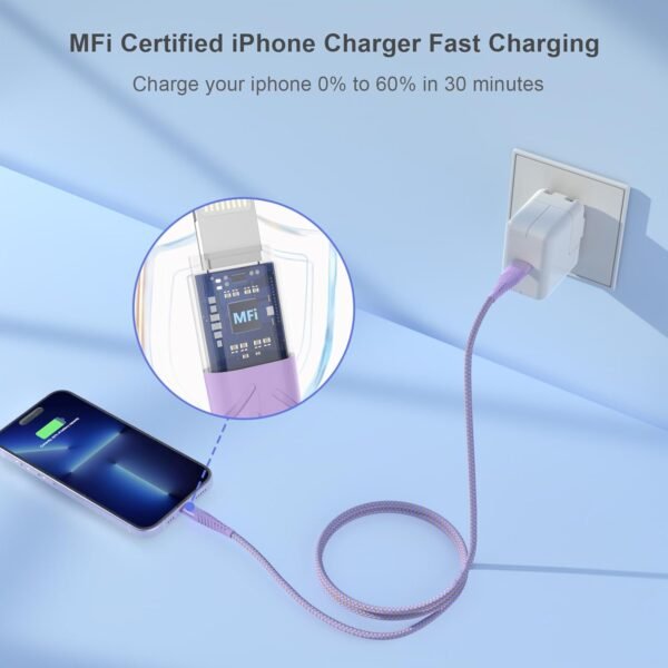 iPhone Charger Fast Charging Lightning Cable 6FT 3Pack[Apple MFi Certified] Long iPhone Charger Cord Nylon Braided USB Cable Compatible with iPhone 14/13/12 Pro Max/12Pro/11