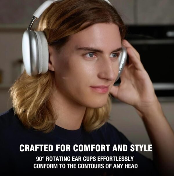 Wireless Bluetooth Over Ear Headphones Up to 28H Battery Life Headset with Microphone Gym Overhead Headphones Compatible with iOS & Android Mobile Phones. Computers. Laptop (Sliver)