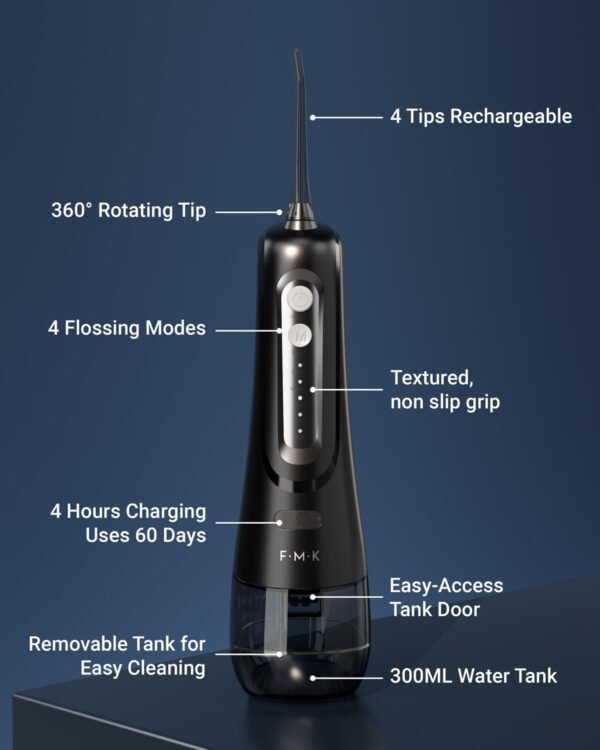 Water Flosser & Electric Toothbrush for Adults Oral Irrigator & Sonic Toothbrush 2-1 Oral Clean Kit (Black)
