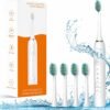 77c7e21296b34f47af5139ed44880a98 Waterproof Sonic Electric Toothbrush for Adults - 6 Modes with Pressure Sensor. Smart Timer锛�Rechargeable Toothbrushes with 4 Brush Heads.Whitening & Sensitive Teeth Care 锛�30 Days Long Battery Life