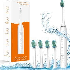 77c7e21296b34f47af5139ed44880a98 Waterproof Sonic Electric Toothbrush for Adults - 6 Modes with Pressure Sensor. Smart Timer锛�Rechargeable Toothbrushes with 4 Brush Heads.Whitening & Sensitive Teeth Care 锛�30 Days Long Battery Life