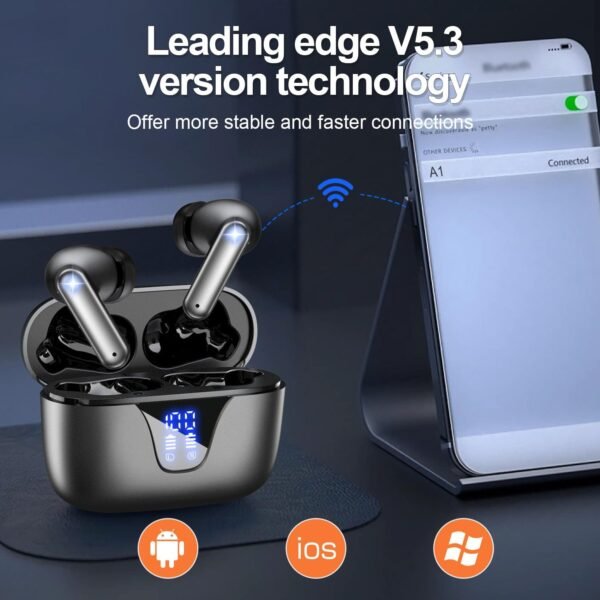 ZIUTY Wireless Earbuds. 2025 Bluetooth Headphones. 50hrs Stereo Deep Bass Ear Buds with Power Display Charging Case. buit in Mic. IPX5 Waterproof Headset for iPhone Andriod Phones