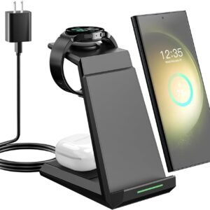 Wireless Charger for Samsung - NANAMI 3 in 1 Charging Station for Multiple Devices. Fast Charger Stand for Galaxy S25 S24 S23 Ultra S22 S21 Z Flip Fold 4.Galaxy Watch 6/5/5 Pro/4/3. Galaxy Buds 2 Pro