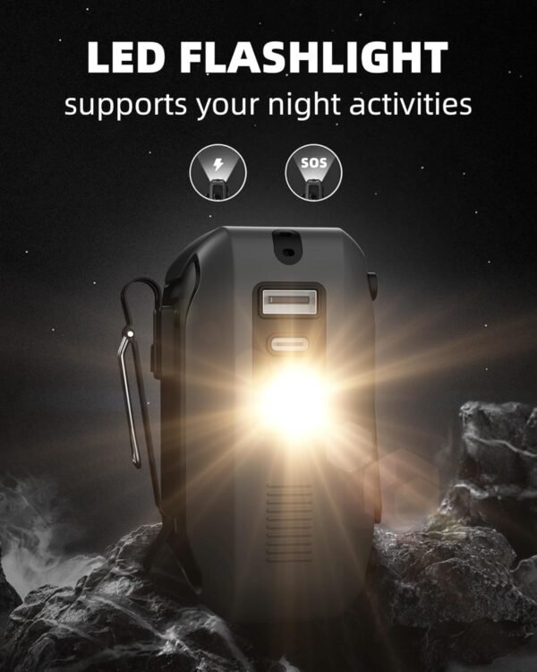 Portable Waist Fan Clip on Belt Under Shirt w/LED Display & Flashlight. 8000mAh Battery Powered. Rechargeable 5-Speed 14600RPM Personal Cooling Fan for Construction. Warehouse. Outdoor Jobsite.Black