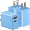 3 Pack USB C Wall Charger. 20W Durable Dual Port QC+PD 3.0 Power Adapter. Double Fast Plug Charging Block for iPhone 13/14/15/16/16 Pro/Pro Max/Plus. XS/XR/X. Watch Series 8/7 Cube .White