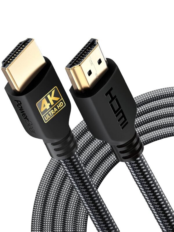 PowerBear 4K HDMI Cable 10 ft | High Speed Hdmi Cables. Braided Nylon & Gold Connectors. 4K @ 60Hz. Ultra HD. 2K. 1080P. ARC & CL3 Rated | for Laptop. Monitor. PS5. PS4. Xbox One. Fire TV. & More
