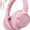a85361b6034f4a03a75e874092148891 Headphones Wired with Microphone. Over Ear Foldable 3.5mm Plug in Headphones with 4.9ft Tangle-Free Nylon Cord for Tablet. Laptop. MP3/4. Airplane Travel (Beige)