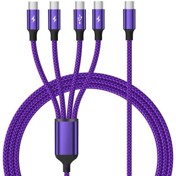 4 in 1 Multi Charging Cable [2Pack 5FT]. Nylon Braided 4 in 1 Charging Cable. USB Cables Phone Charger with IP/Type C/Type C/Micro Port. Compatible with Most Cell Phones/Tablets and More