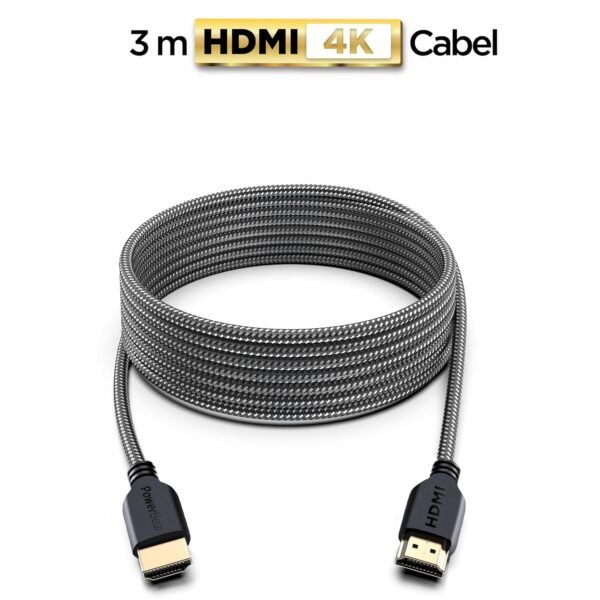 PowerBear 4K HDMI Cable 10 ft | High Speed Hdmi Cables. Braided Nylon & Gold Connectors. 4K @ 60Hz. Ultra HD. 2K. 1080P. ARC & CL3 Rated | for Laptop. Monitor. PS5. PS4. Xbox One. Fire TV. & More