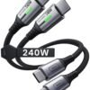 INIU USB C to USB C Cable. 240W Fast Charging [6.6ft. 2-Pack] Type C Charger Cord. Braided USBC Phone Charger Cable for iPhone 16 15 Pro Samsung S24 S23 Laptops MacBook iPad Switch Steam Deck etc.