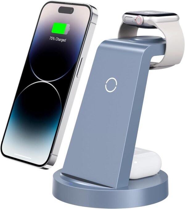 b32a6222452941fc95a4349d5bd9e2c9 3 in 1 Charging Station for iPhone. Wireless Charger for iPhone 16e 16 15 14 13 12 11 X Pro Max & Apple Watch - Wireless Charging Station for AirPods 4 3 Pro