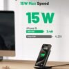 INIU Wireless Charger. 15W Fast Qi Certified Wireless Charging Station with Sleep-Friendly Adaptive Light Compatible with iPhone 16 15 14 13 Pro XS 8 Plus Samsung Galaxy S25 S24 S23 Note 20 Google etc