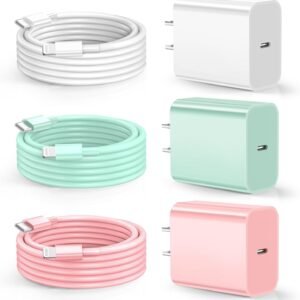 Compatible with iPhone Charger Fast Charging. 20W USB C Wall Charger with 3Pack 10FT USB C to Lightning Cable. Phone Cable Fast Charging Compatible withi Phone 14/13/12/12 Pro Max/11