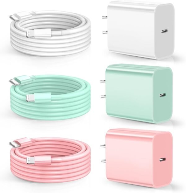 Compatible with iPhone Charger Fast Charging. 20W USB C Wall Charger with 3Pack 10FT USB C to Lightning Cable. Phone Cable Fast Charging Compatible withi Phone 14/13/12/12 Pro Max/11