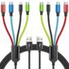 4 in 1 Multi Charging Cable [2Pack 5FT]. Nylon Braided 4 in 1 Charging Cable. USB Cables Phone Charger with IP/Type C/Type C/Micro Port. Compatible with Most Cell Phones/Tablets and More