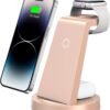 3 in 1 Charging Station for iPhone. Wireless Charger for iPhone 16e 16 15 14 13 12 11 X Pro Max & Apple Watch - Wireless Charging Station for AirPods 4 3 Pro
