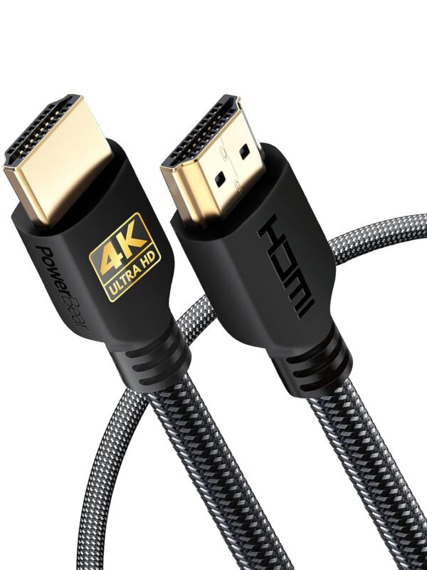 PowerBear 4K HDMI Cable 10 ft | High Speed Hdmi Cables. Braided Nylon & Gold Connectors. 4K @ 60Hz. Ultra HD. 2K. 1080P. ARC & CL3 Rated | for Laptop. Monitor. PS5. PS4. Xbox One. Fire TV. & More