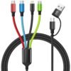 4 in 1 Multi Charging Cable [2Pack 5FT]. Nylon Braided 4 in 1 Charging Cable. USB Cables Phone Charger with IP/Type C/Type C/Micro Port. Compatible with Most Cell Phones/Tablets and More