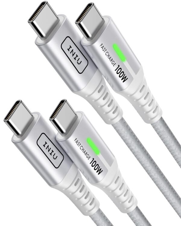 INIU USB C to USB C Cable. 240W Fast Charging [6.6ft. 2-Pack] Type C Charger Cord. Braided USBC Phone Charger Cable for iPhone 16 15 Pro Samsung S24 S23 Laptops MacBook iPad Switch Steam Deck etc.