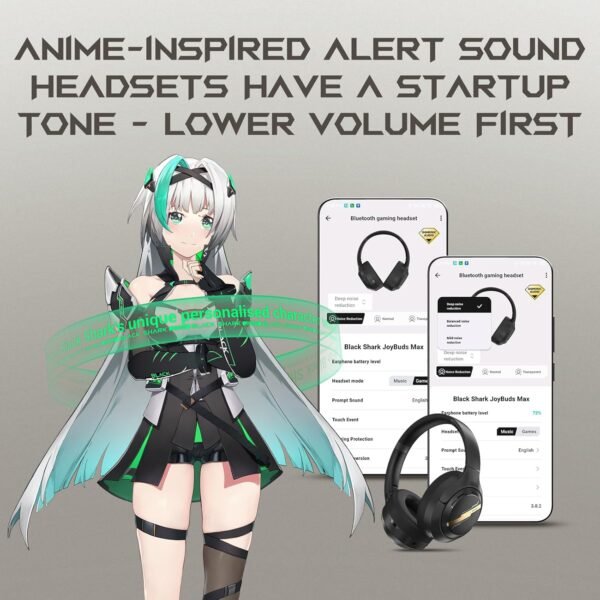 ed9a6e715f054027bb4941d518653043 Black Shark JoyBuds Max Active Noise Cancelling Headphones. 50H Playtime Wireless Over Ear Headphones with Microphone. Bluetooth 5.4 Gaming Headsets Comfort Fit Ear Cups. 6EQ Modes via APP (Black)