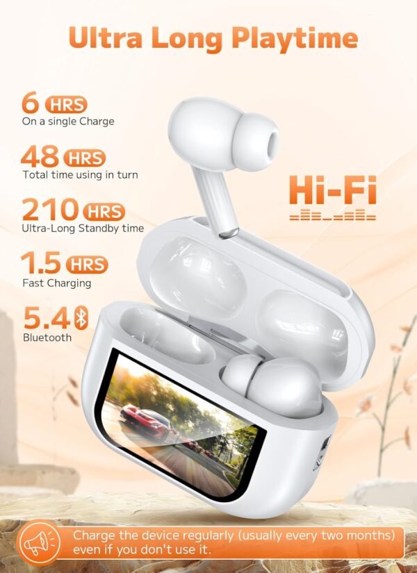 f27427c8b95943a695722aa7e0ed91af Wireless Earbuds. Bluetooth 5.4 Ear Buds with Multifunctional Touch Screen. ANC/ENC Noise Cancelling Headphones with 48H Playtime. Bass Stereo Sound. for Laptop. Android/iOS. Pad