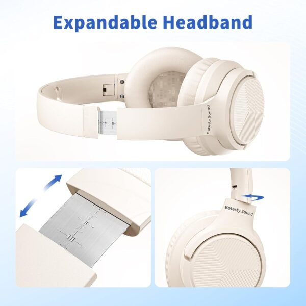 ff316ece76774b8c96b77c5b8e992f2f Headphones Wired with Microphone. Over Ear Foldable 3.5mm Plug in Headphones with 4.9ft Tangle-Free Nylon Cord for Tablet. Laptop. MP3/4. Airplane Travel (Beige)